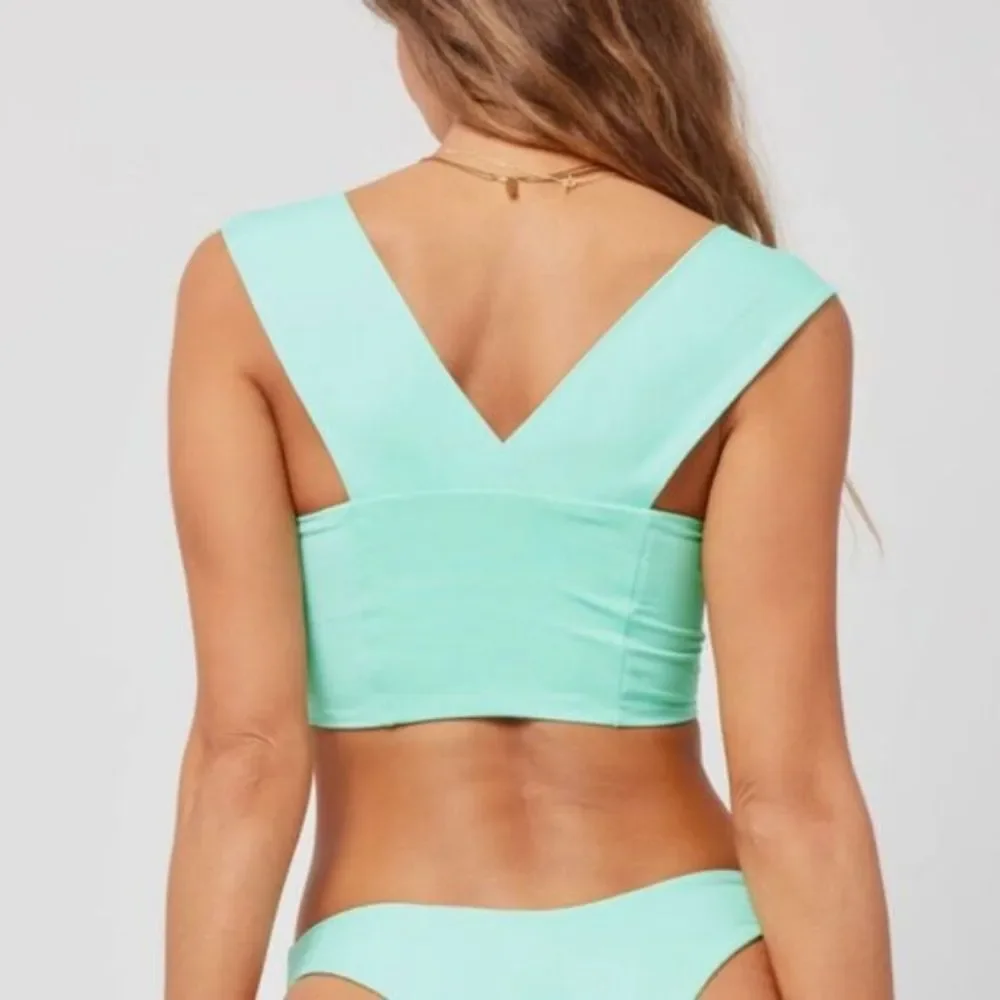 L*Space Women's Swimsuit Parker Bikini Top Turquoise Blue Green Size XS NWT